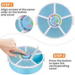 Pawtong snack rotator container showing 5 compartments and open lid for quick portioning.