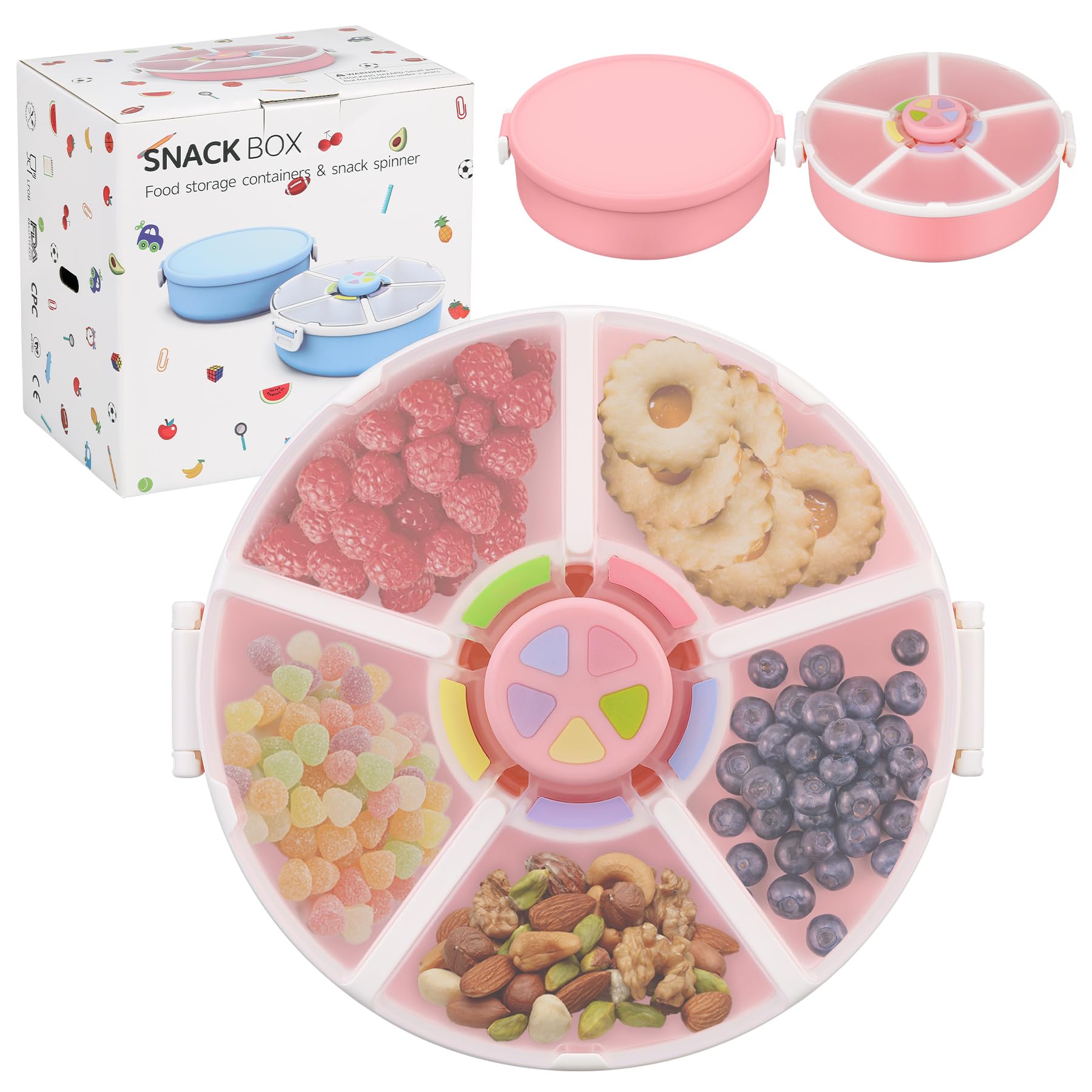 Pawtong Snack Rotator container showing five compartments for varied snacks, on-the-go