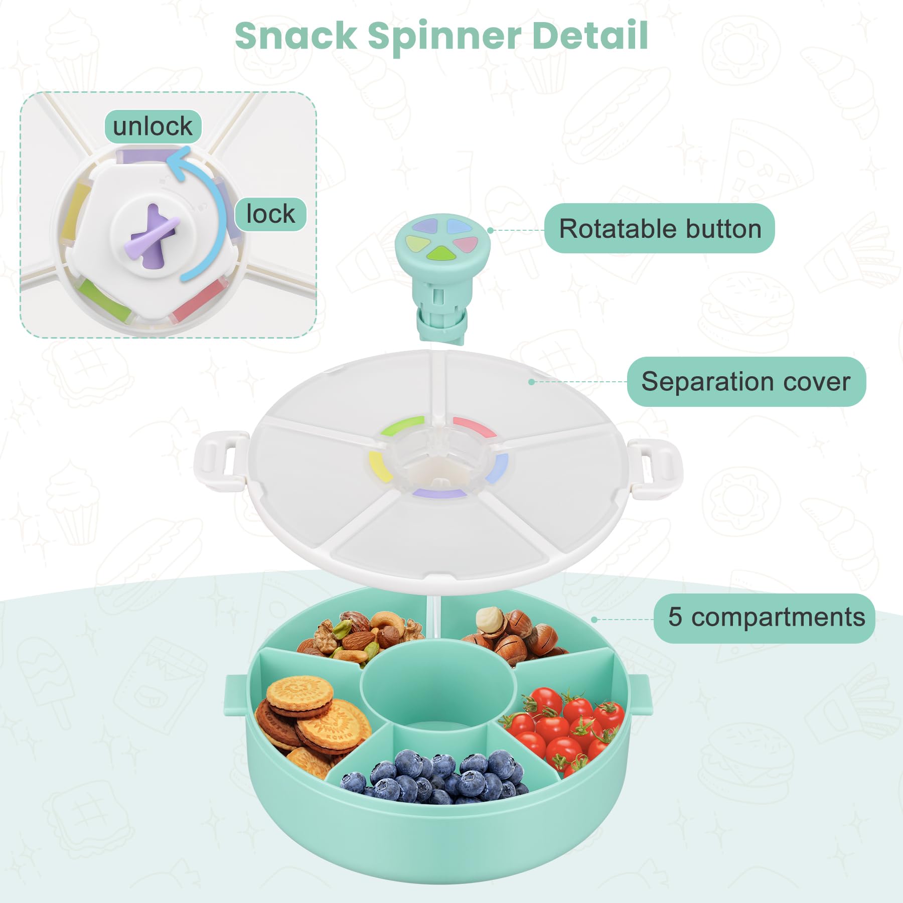 Pawtong snack rotator container easy carry design for backpacks and lunches