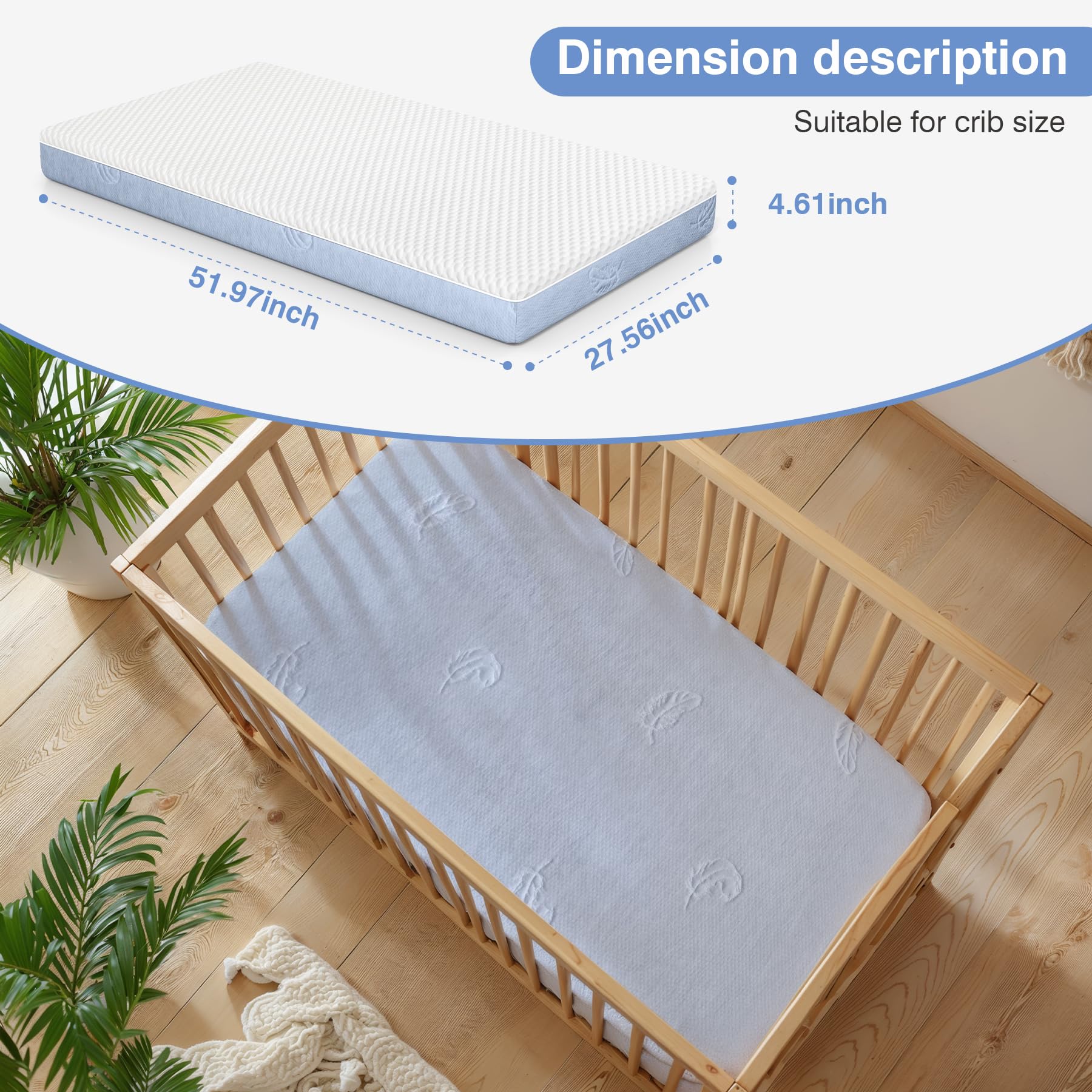 Pawtong baby-toddler mattress with dual firmness sides supports infants and toddlers.