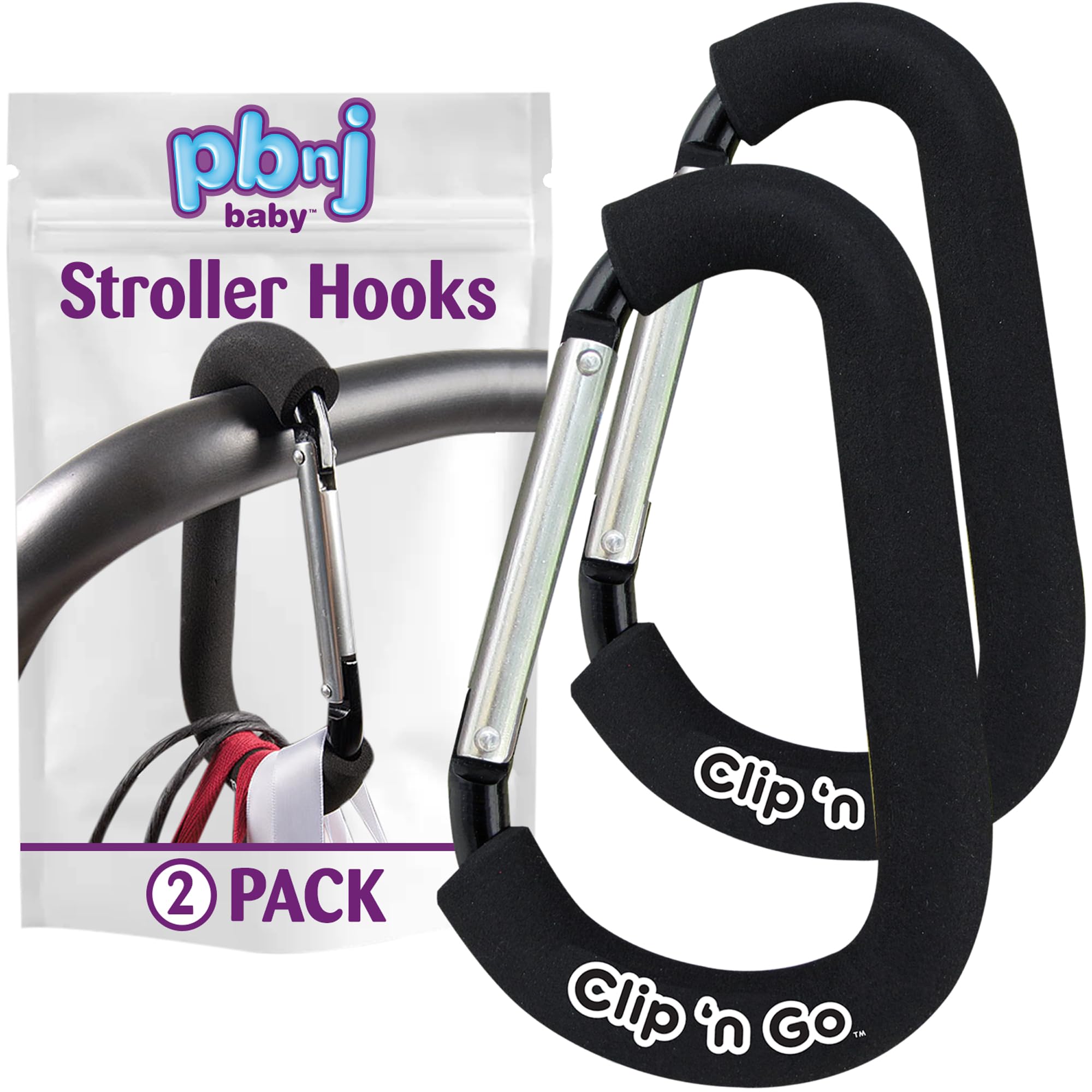 PBnJ Baby Clip n Go foam handle close-up protects bags from metal contact