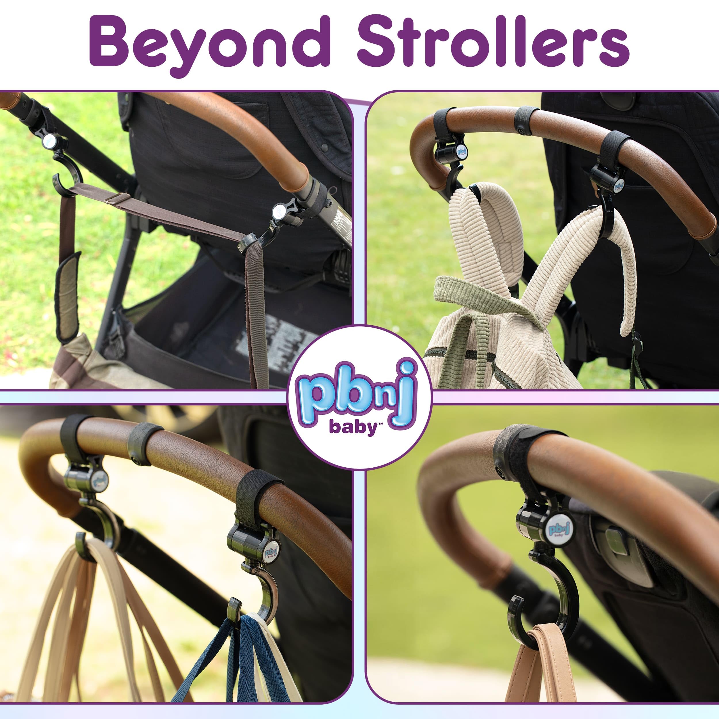 PBnJ Baby Stroller Hooks ideal for trips to the grocery store and errands.