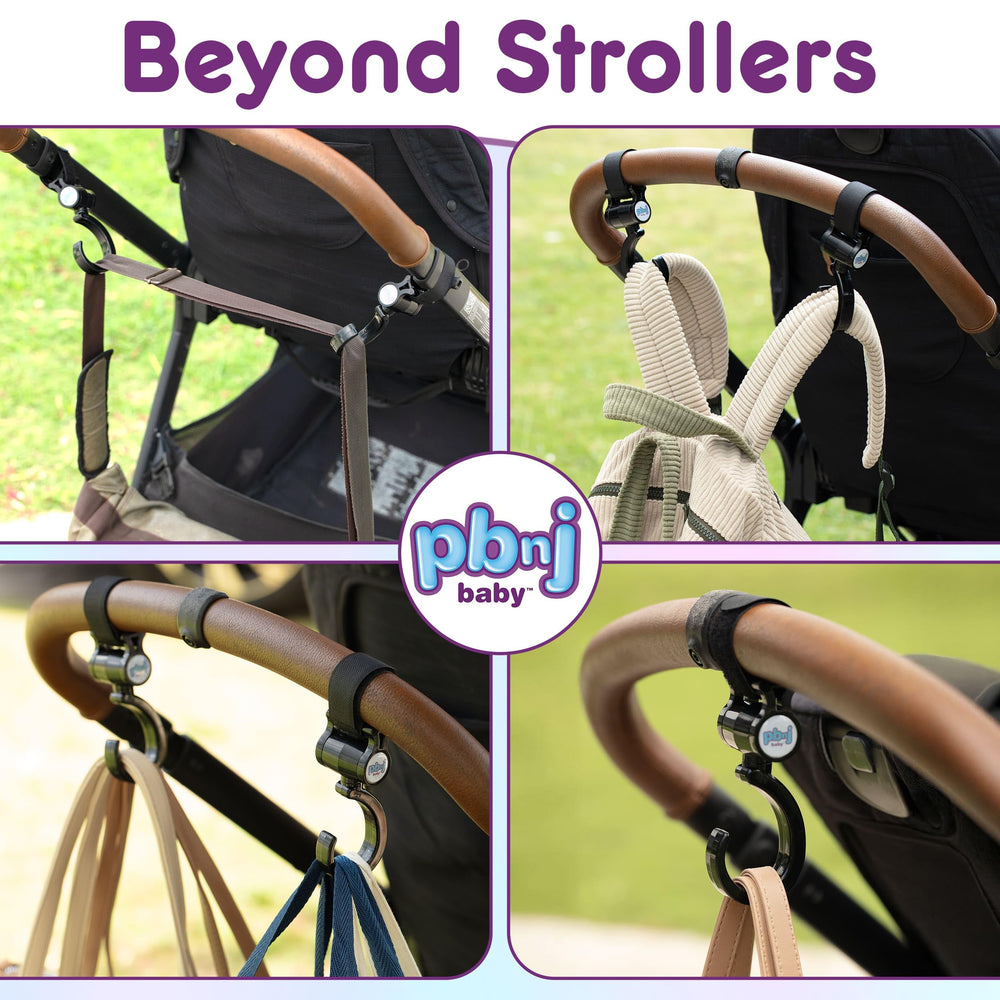 PBnJ Baby Stroller Hooks ideal for trips to the grocery store and errands.