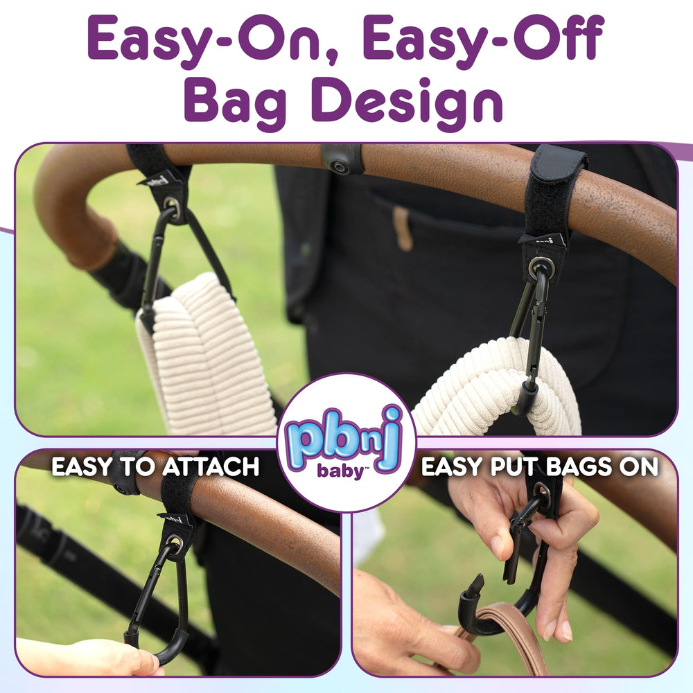 PBnJ Baby two-pack of stroller hooks ready for use