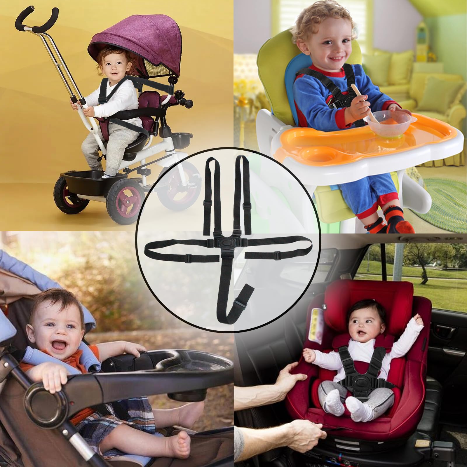 PCTC universal 5-point harness belt shoulder straps adjustable for a personalized fit.