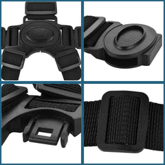 PCTC universal 5-point harness belt used on stroller for safer on-the-go travel.