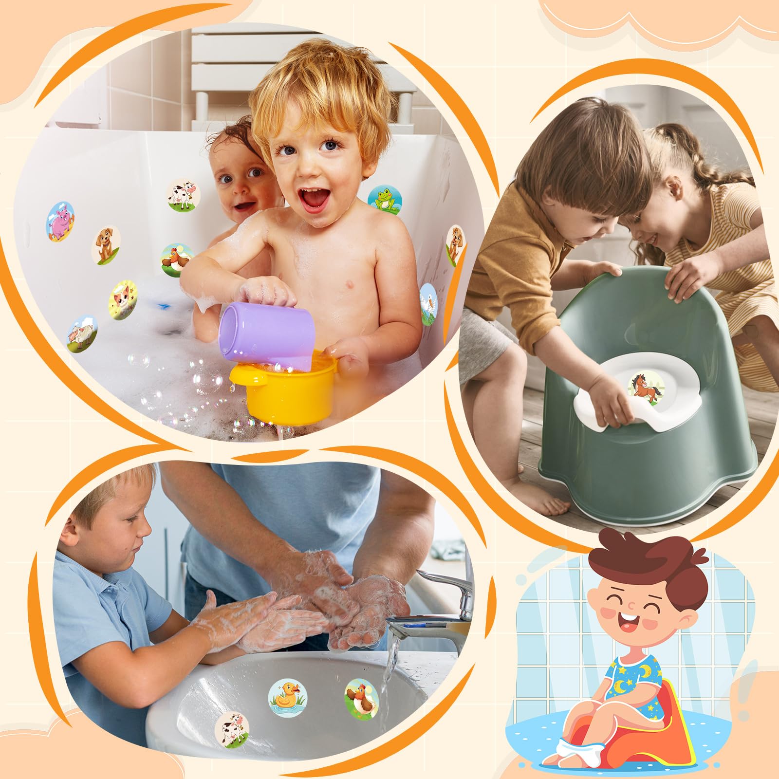 PCTCSHQ potty stickers rinse-and-reuse feature simplifies cleaning and reuse.