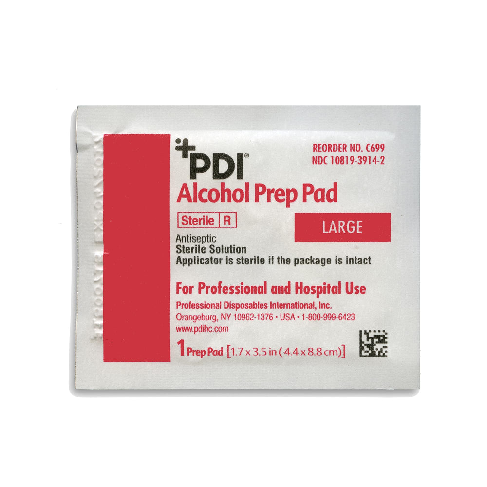PDI Alcohol Prep Pads in use on skin before injections for clean start