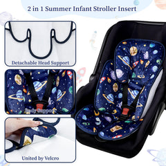 Pea Pod 2-in-1 infant cushion provides head and body support in blue space.