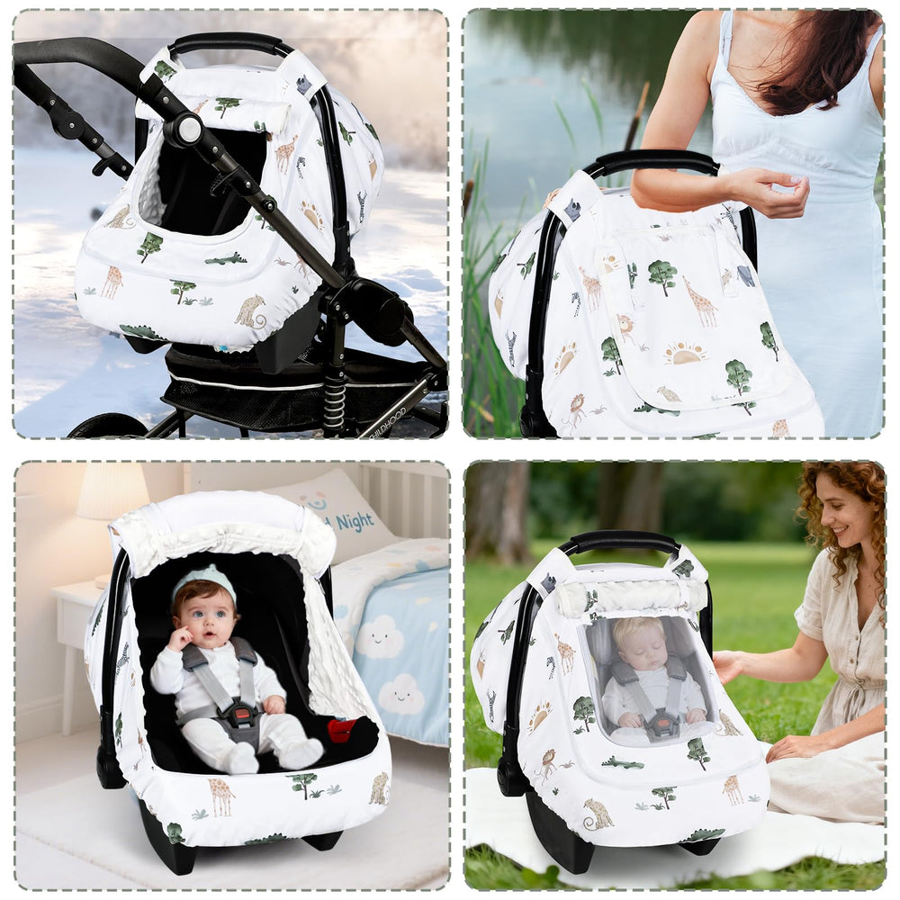 Pea Pod animal-pattern winter cover adds whimsy and practicality