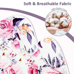 Pea Pod body support in pink floral offers full-body comfort during car rides.