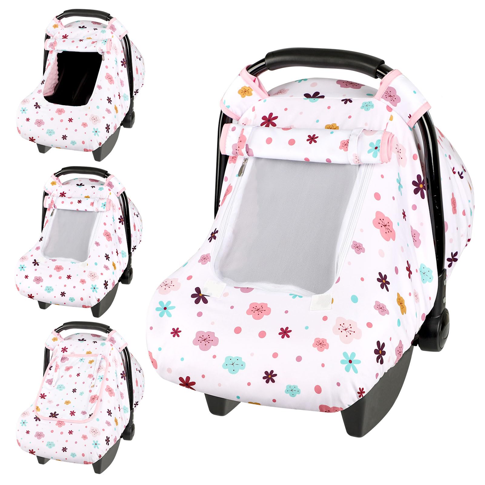 Pea Pod car seat cover with flower pattern adds stylish protection for your baby.