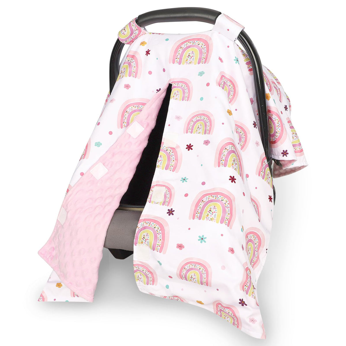 Pea Pod car seat cover universal fit showing quick installation and seat protection.