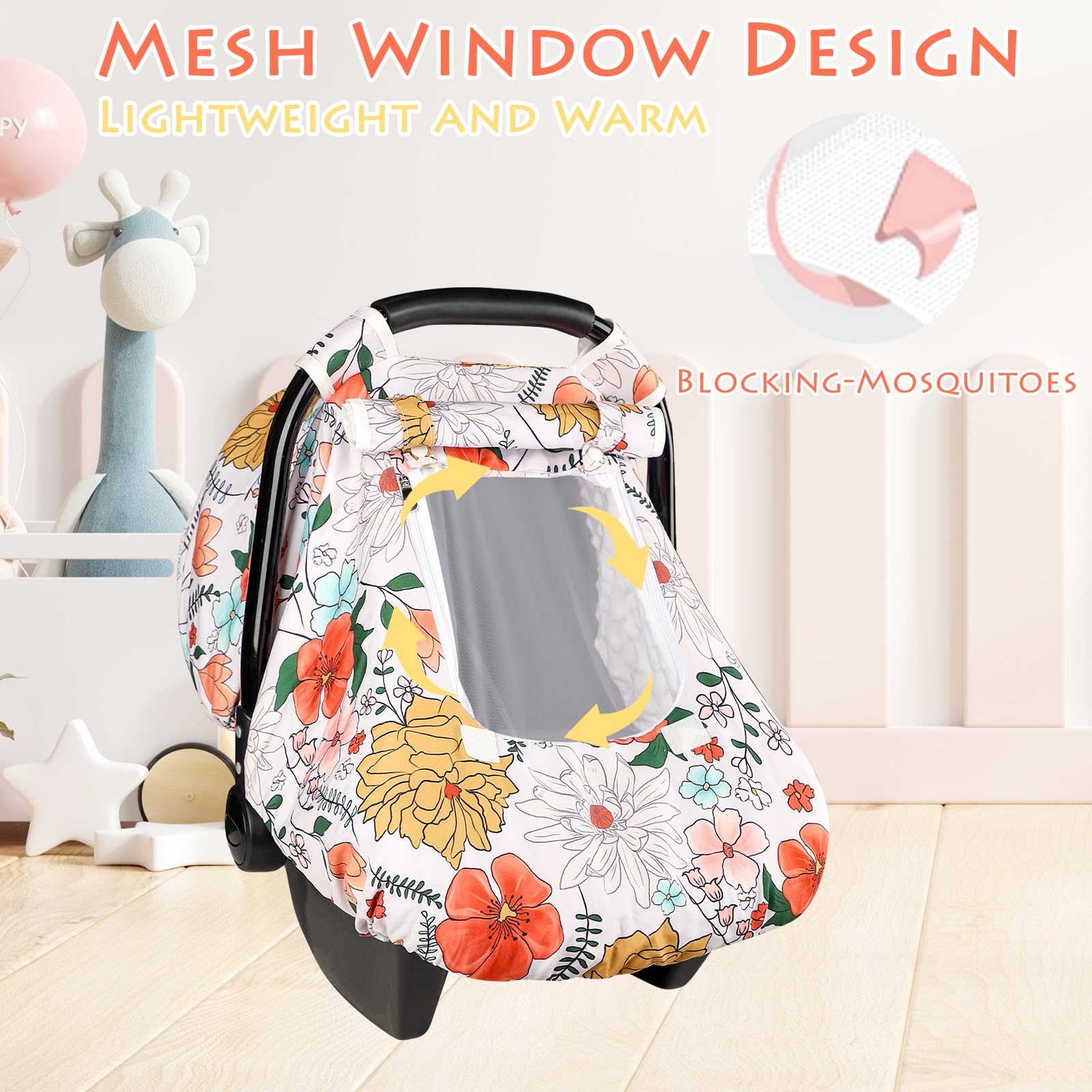 Pea Pod car seat cover Velcro attachment simplifies mounting to seats.