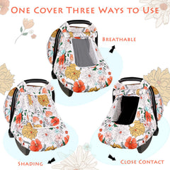 Pea Pod car seat cover zipper mesh edge for quick peek and airflow.