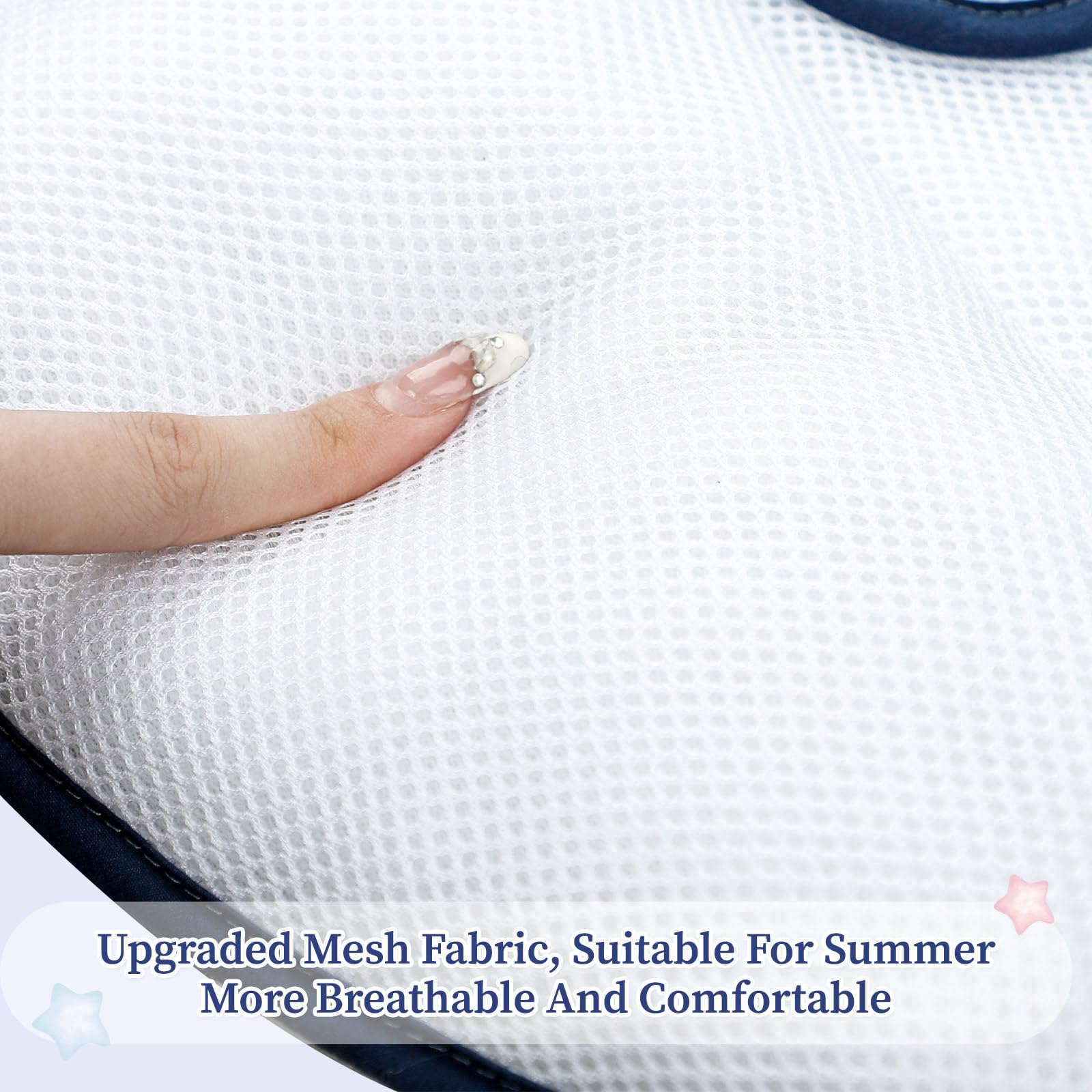 Detachable headrest from Pea Pod adds flexible ride options in blue space.