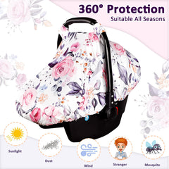 Pea Pod floral car seat canopy soft stretchy fabric for comfort