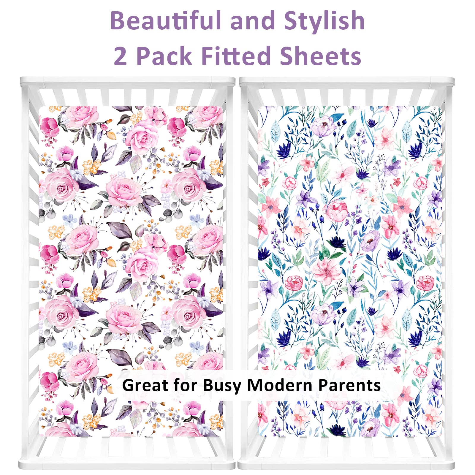 Pea Pod floral crib sheets pair with varied nursery decor styles.