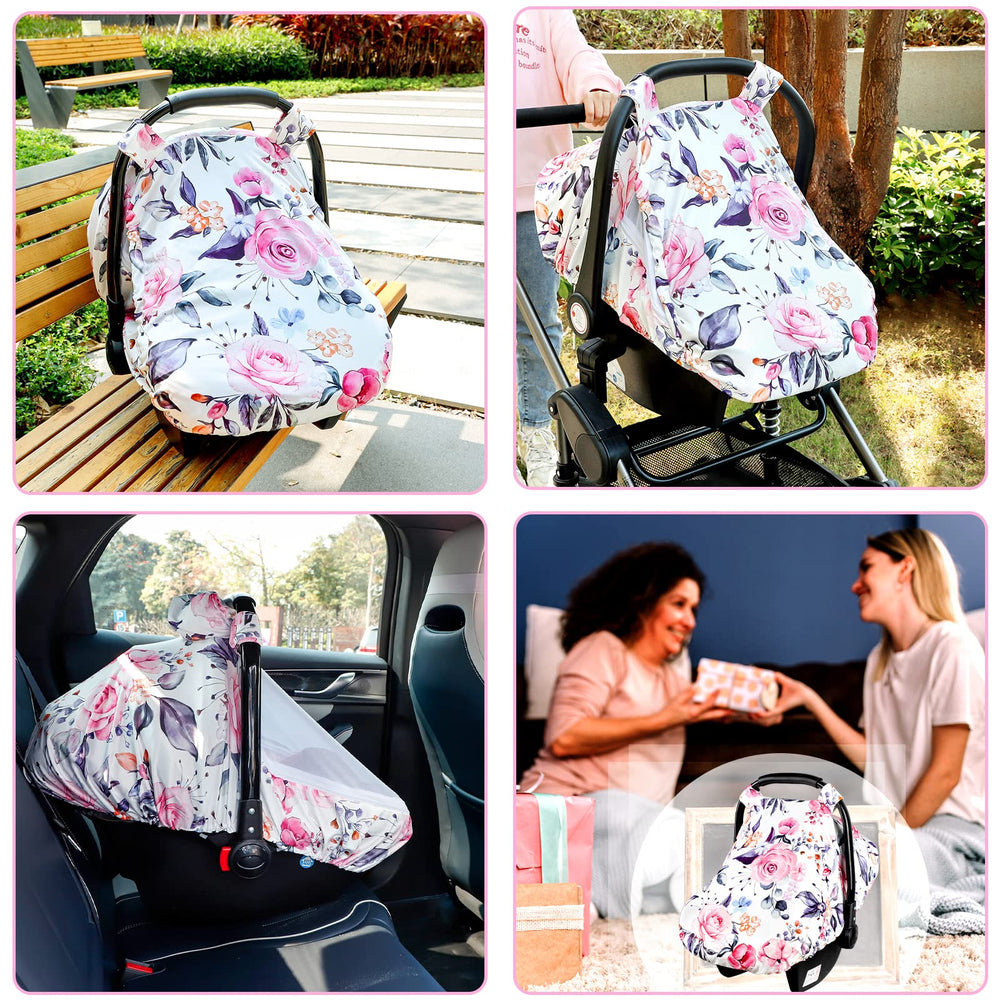 Pea Pod floral infant car seat cover easy attach Velcro