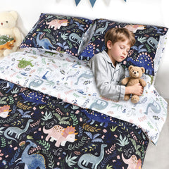 Pea Pod floral rainbow pattern toddler bedding on vibrant sheet