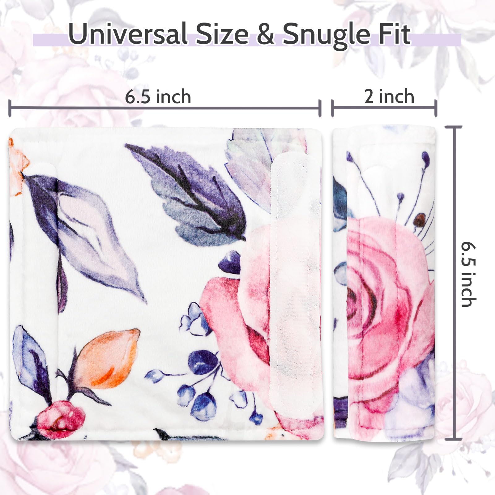 Pea Pod flower-pattern strap cover adds soft protection with a stylish touch