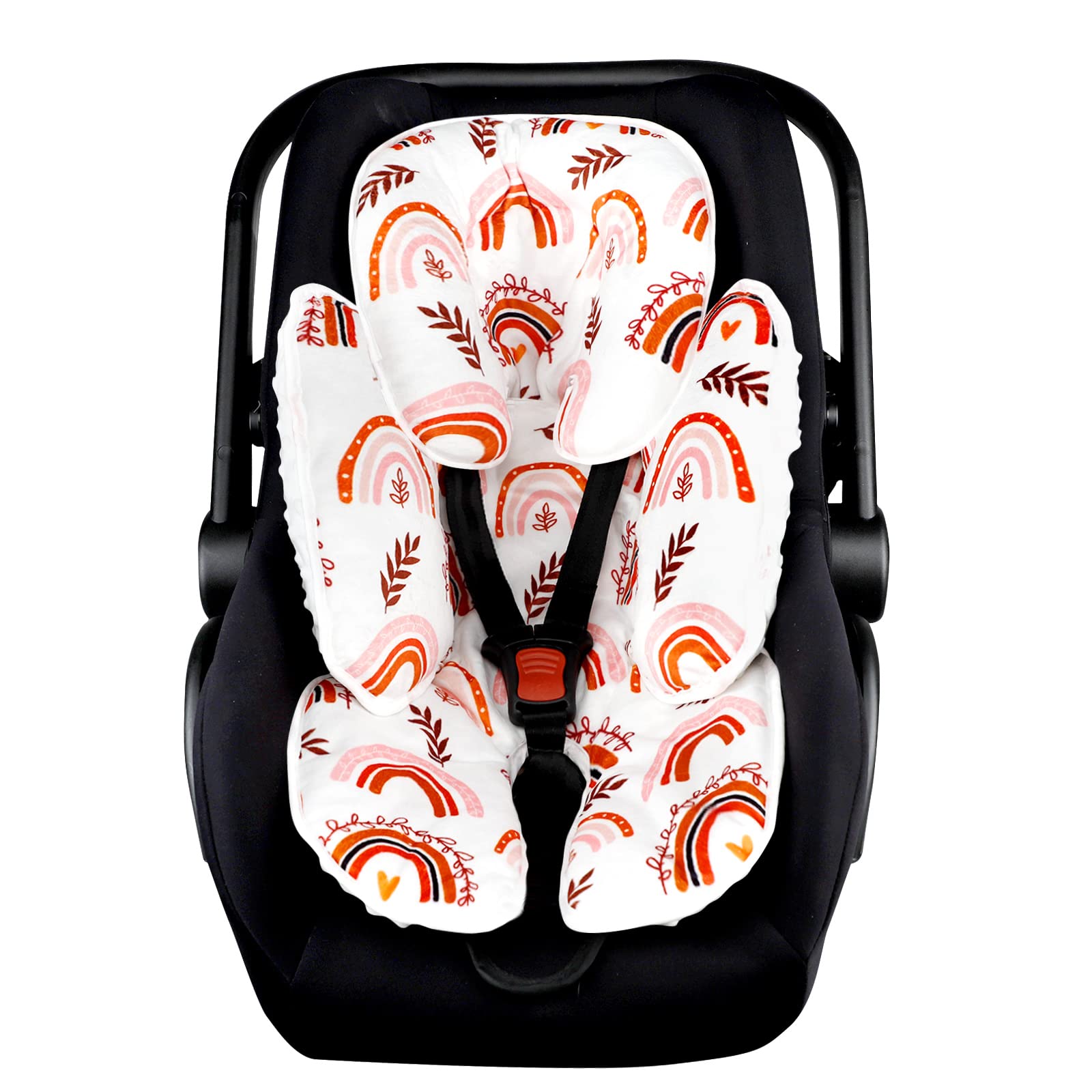 Pea Pod head support close-up with plush fabric for newborn comfort on car trips