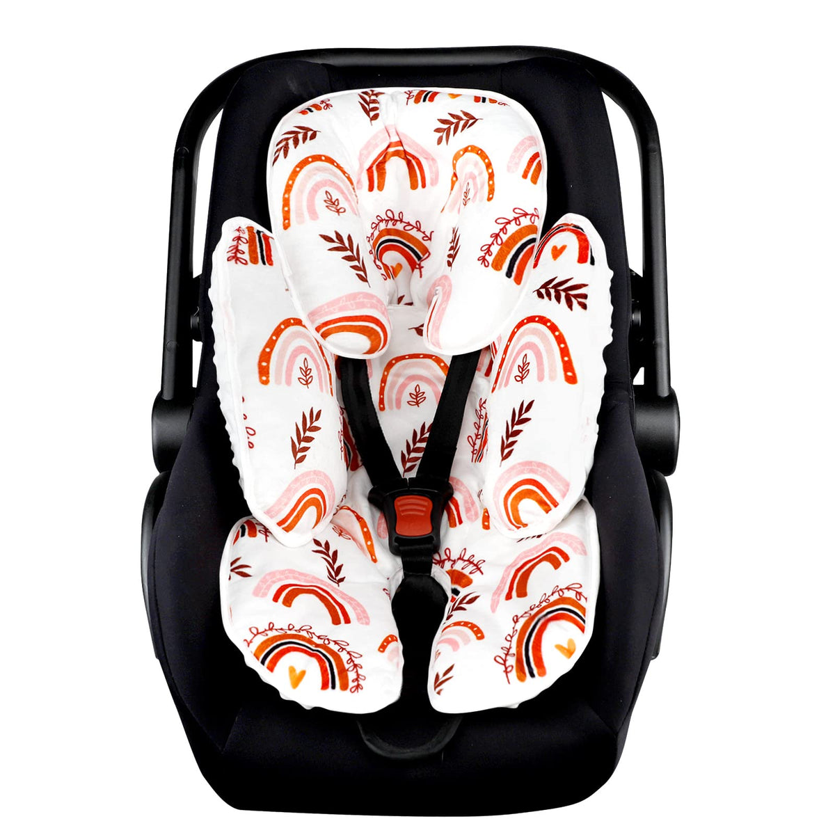 Pea Pod head support close-up with plush fabric for newborn comfort on car trips