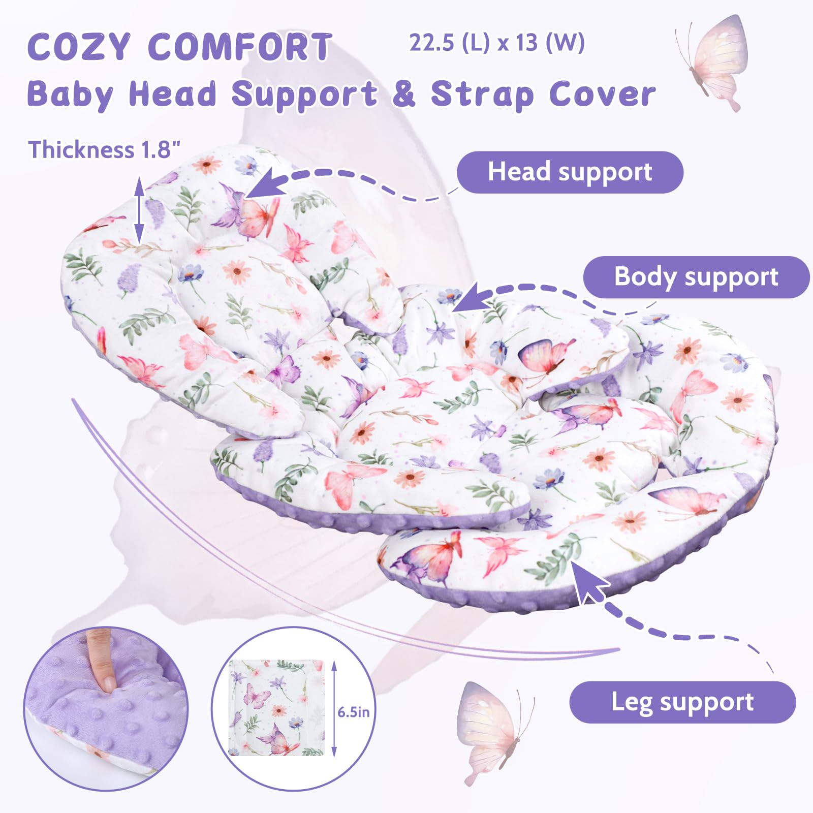 Pea Pod head-support-reversible showcased for newborn head stability.