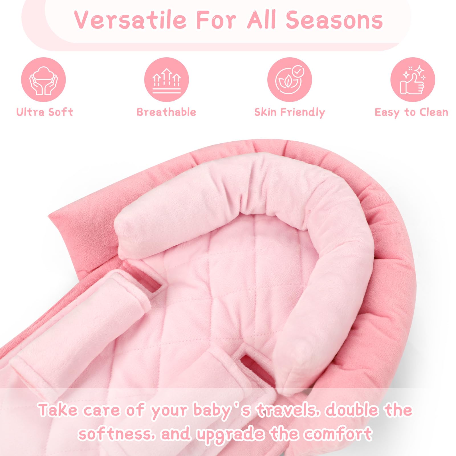 Pea Pod infant car seat insert folded for compact storage and portability.