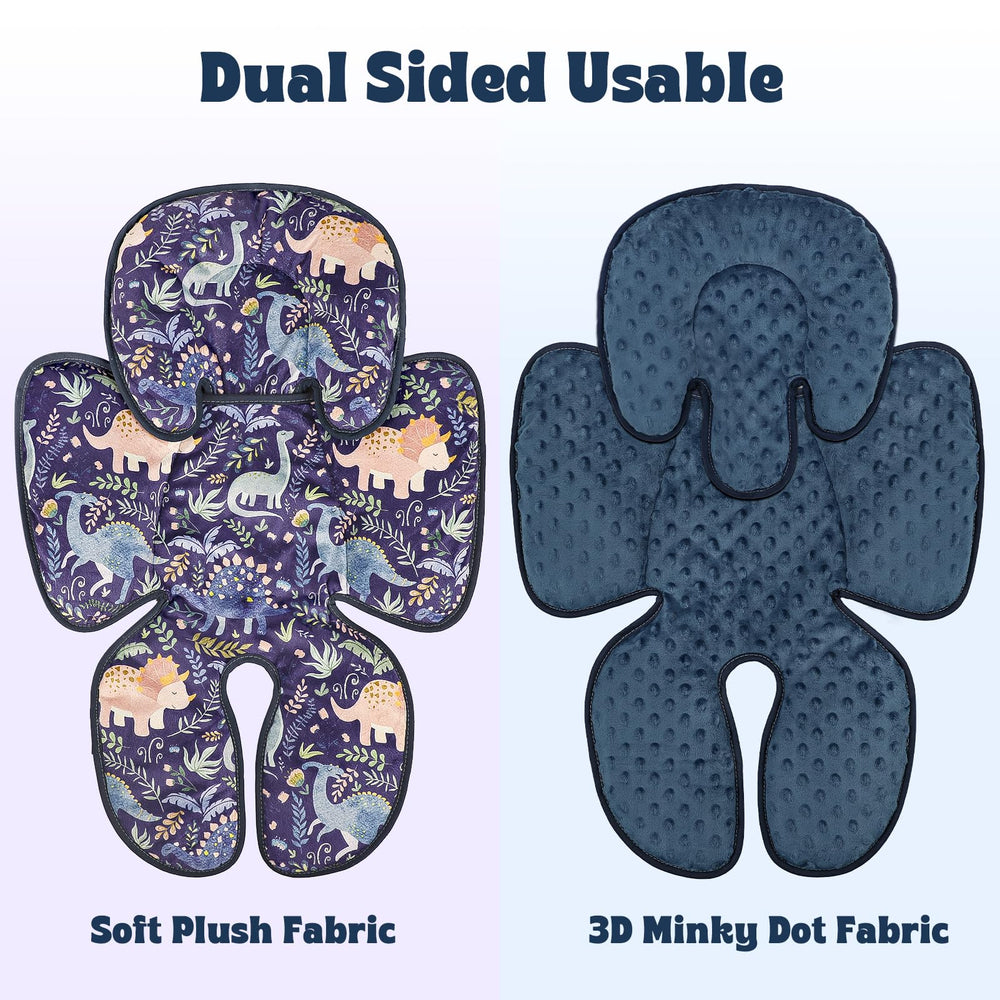 Pea Pod infant car seat insert shows soft Minky dot fabric for cozy rides.