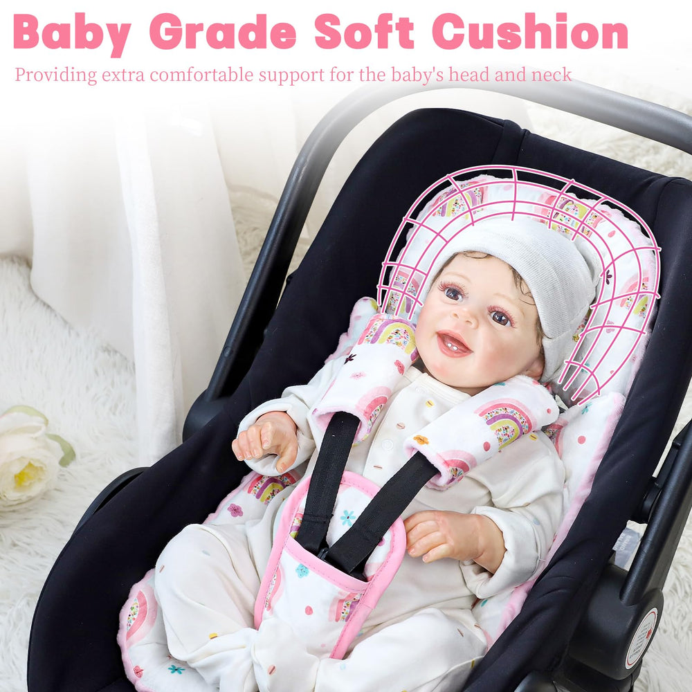 Pea Pod strap covers detail offering gentle secure hold during car rides
