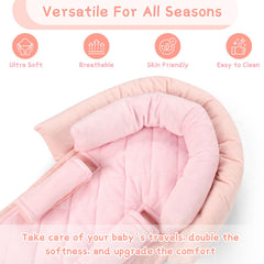 Pea Pod infant car seat insert supports head, neck, and torso securely