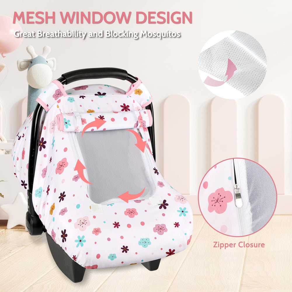 Pea Pod mesh window with zipper improves airflow and visibility for baby.