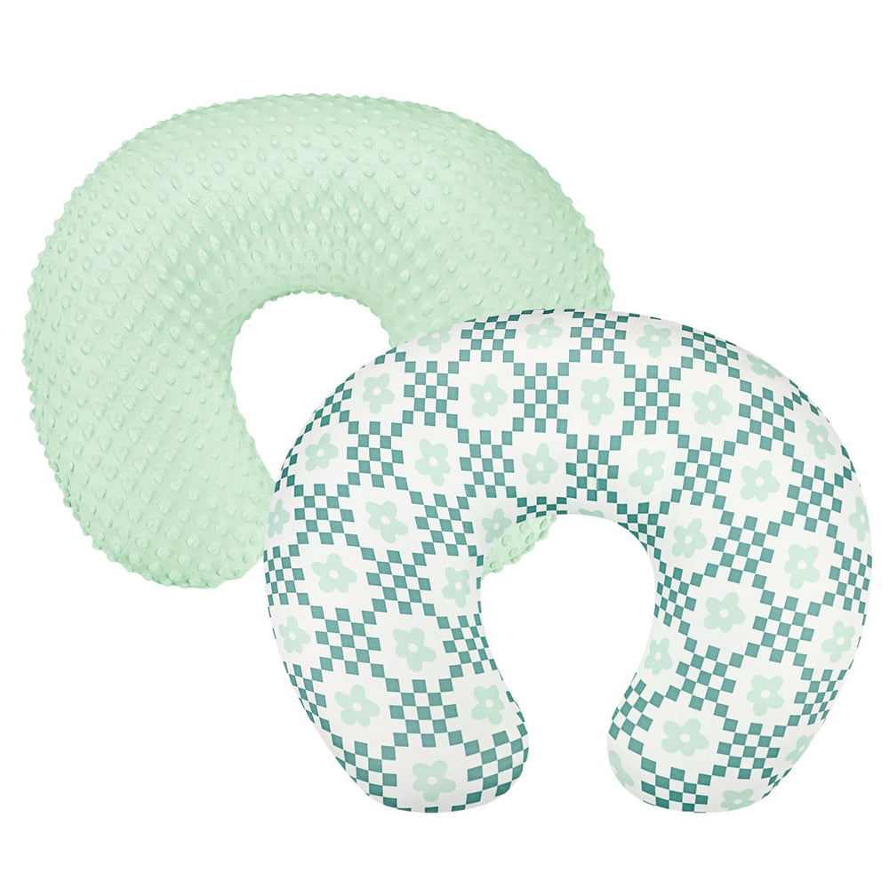 Pea Pod Minky nursing cover green-checkered two-pack for convenient rotation