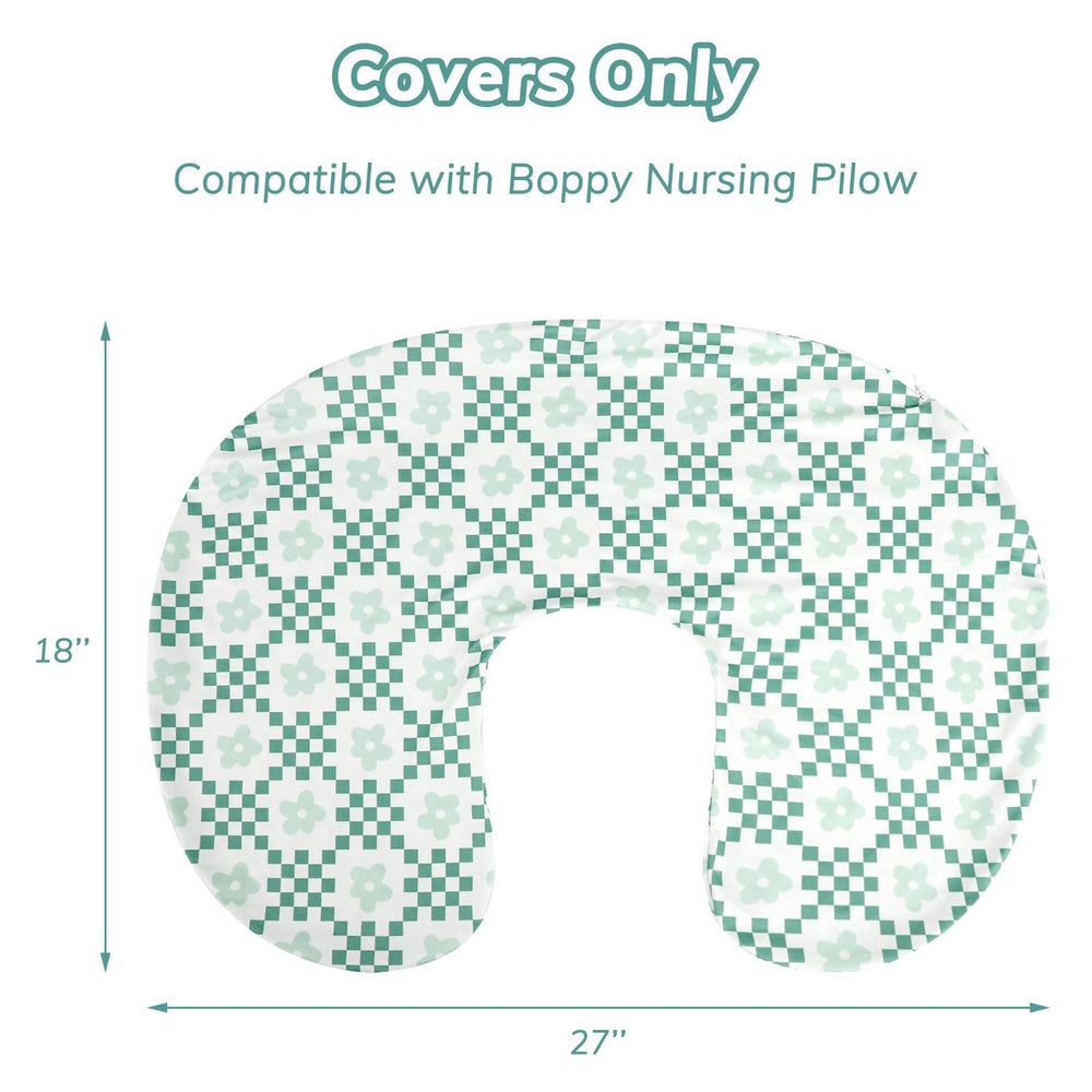 Pea Pod Minky nursing cover green-checkered two-pack close-up of fabric texture