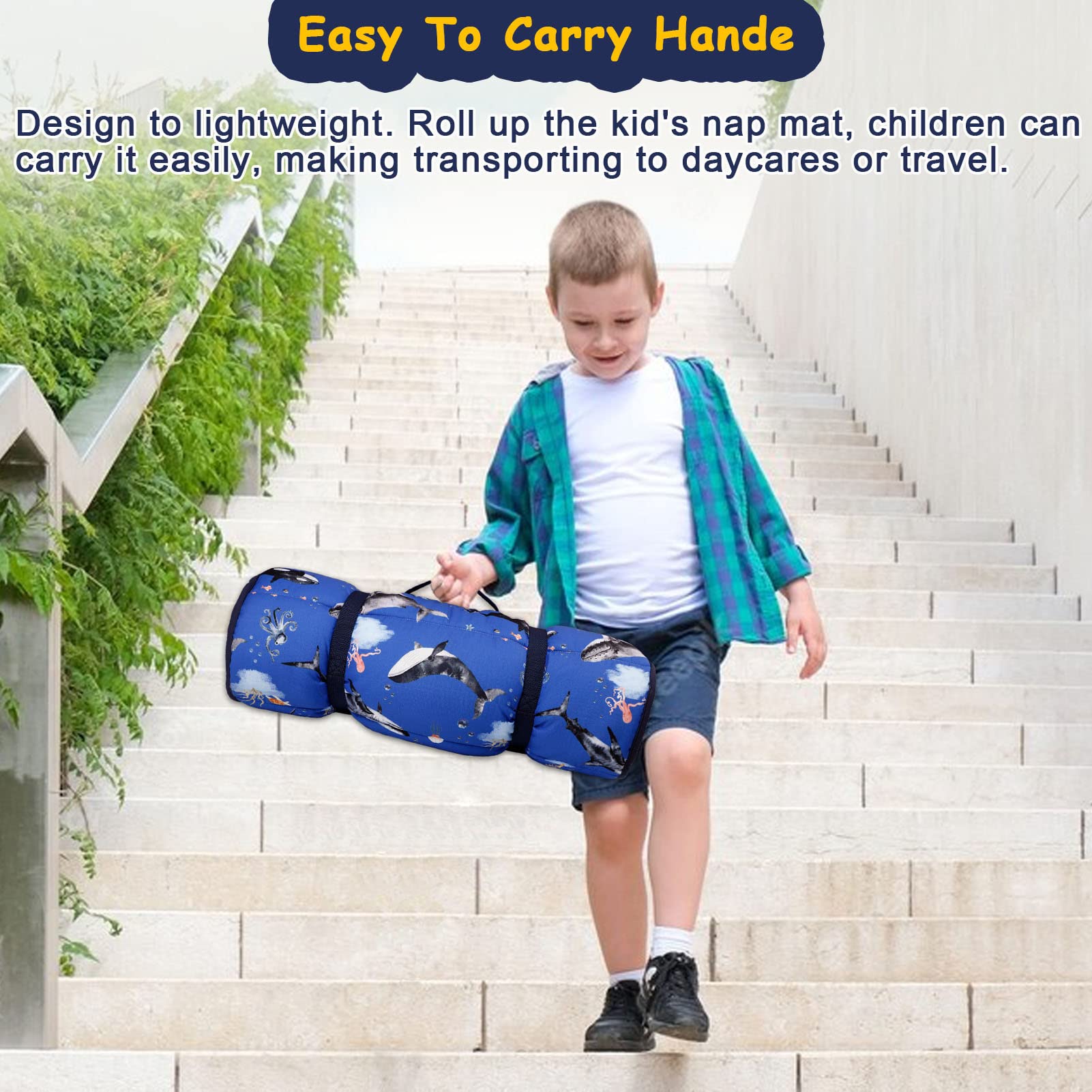 Pea Pod nap mat carrying handle for effortless transport to daycare
