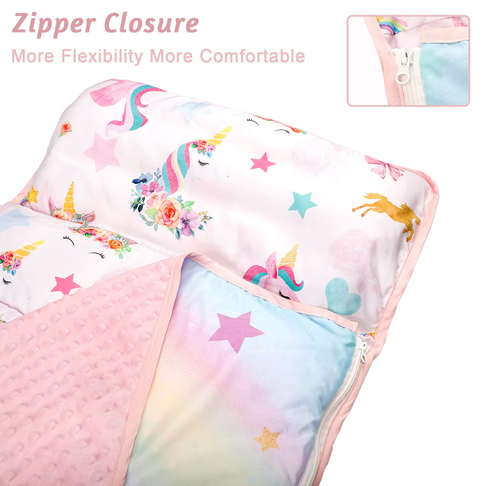 Pea Pod nap mat with Velcro tabs and carrying handle for on-the-go.