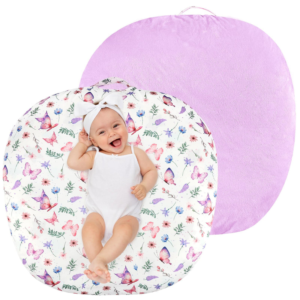 Pea Pod newborn lounger cover in soft fleece for gentle comfort.