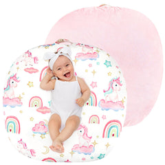 Pea Pod newborn lounger cover unicorn front shows ultra-soft fleece for gentle baby comfort