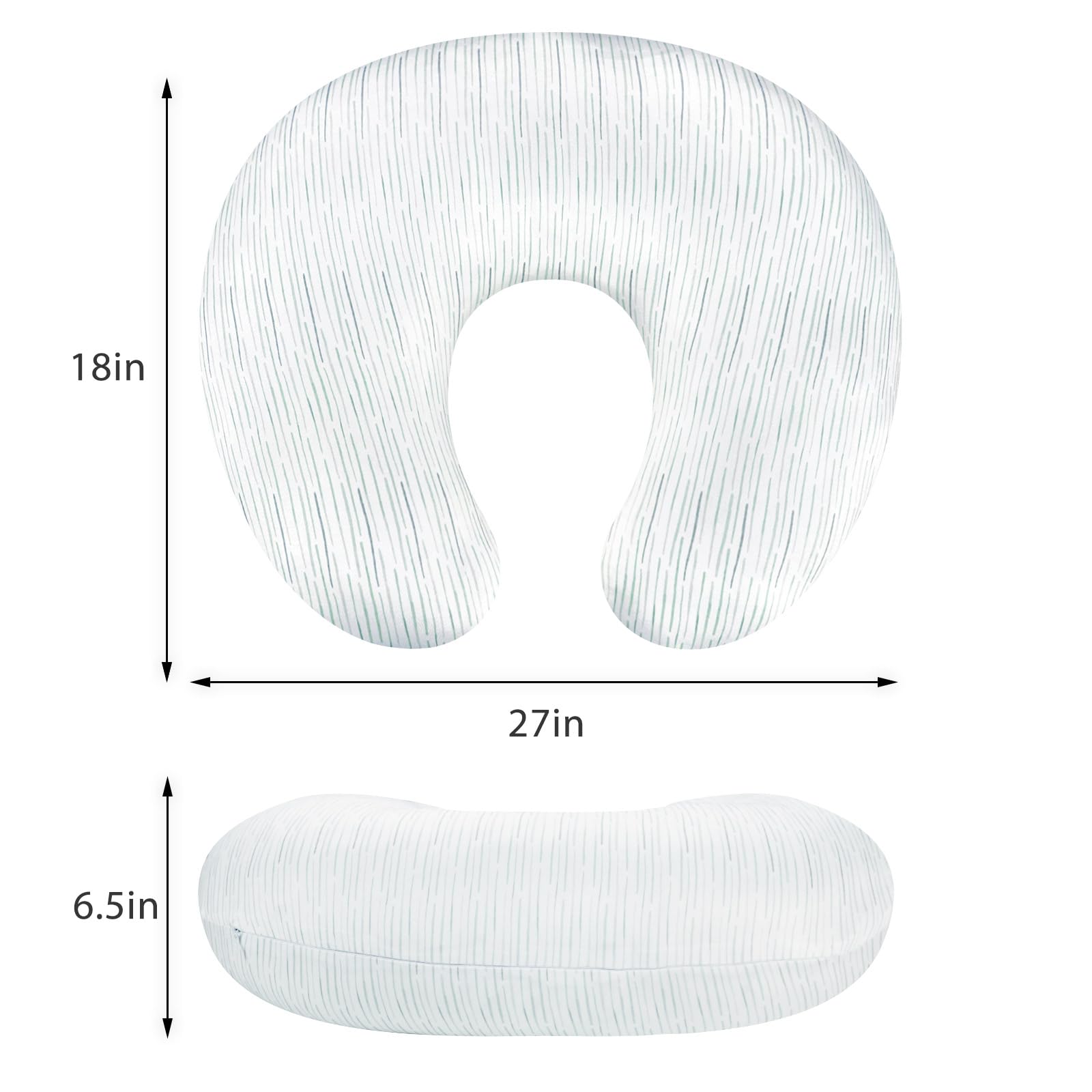Pea Pod nursing pillow cover hidden zipper close-up emphasizes easy on/off.