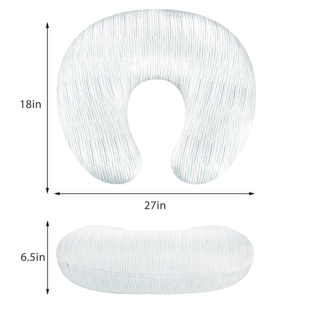 Pea Pod nursing pillow cover hidden zipper close-up emphasizes easy on/off.