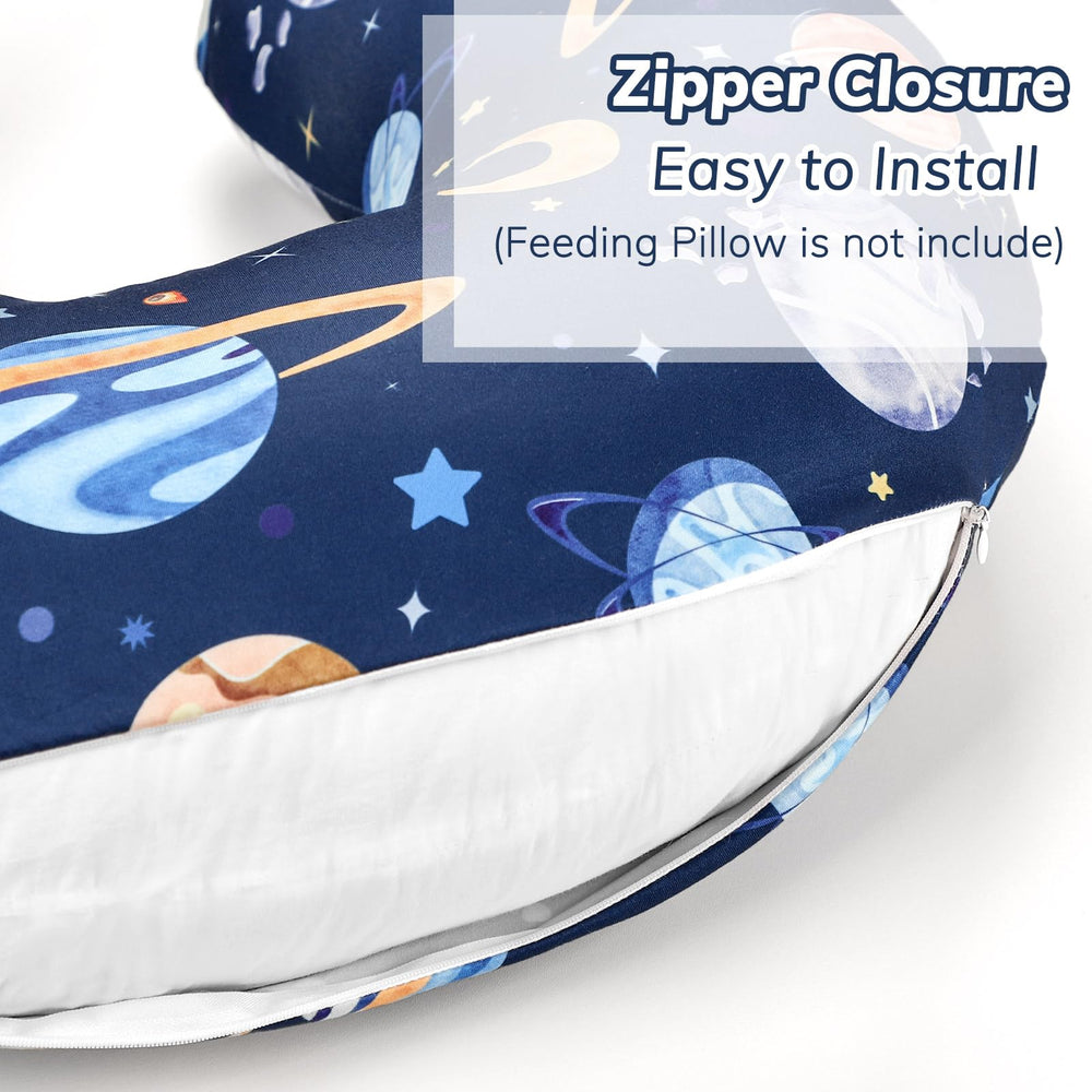 Pea Pod nursing pillow cover hidden zipper detail showcases safe removal.