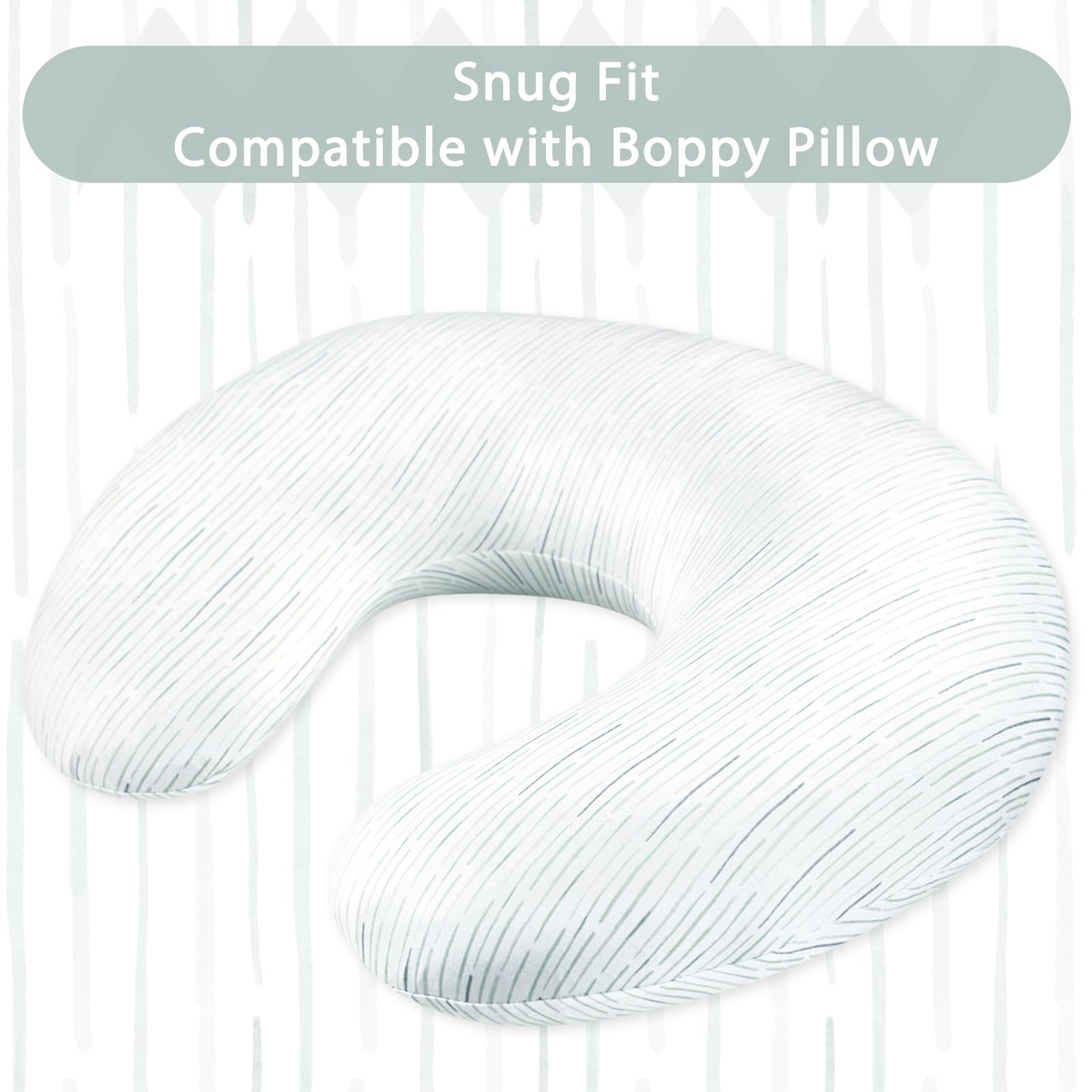 Pea Pod nursing pillow cover machine wash care close-up reveals easy cleaning.