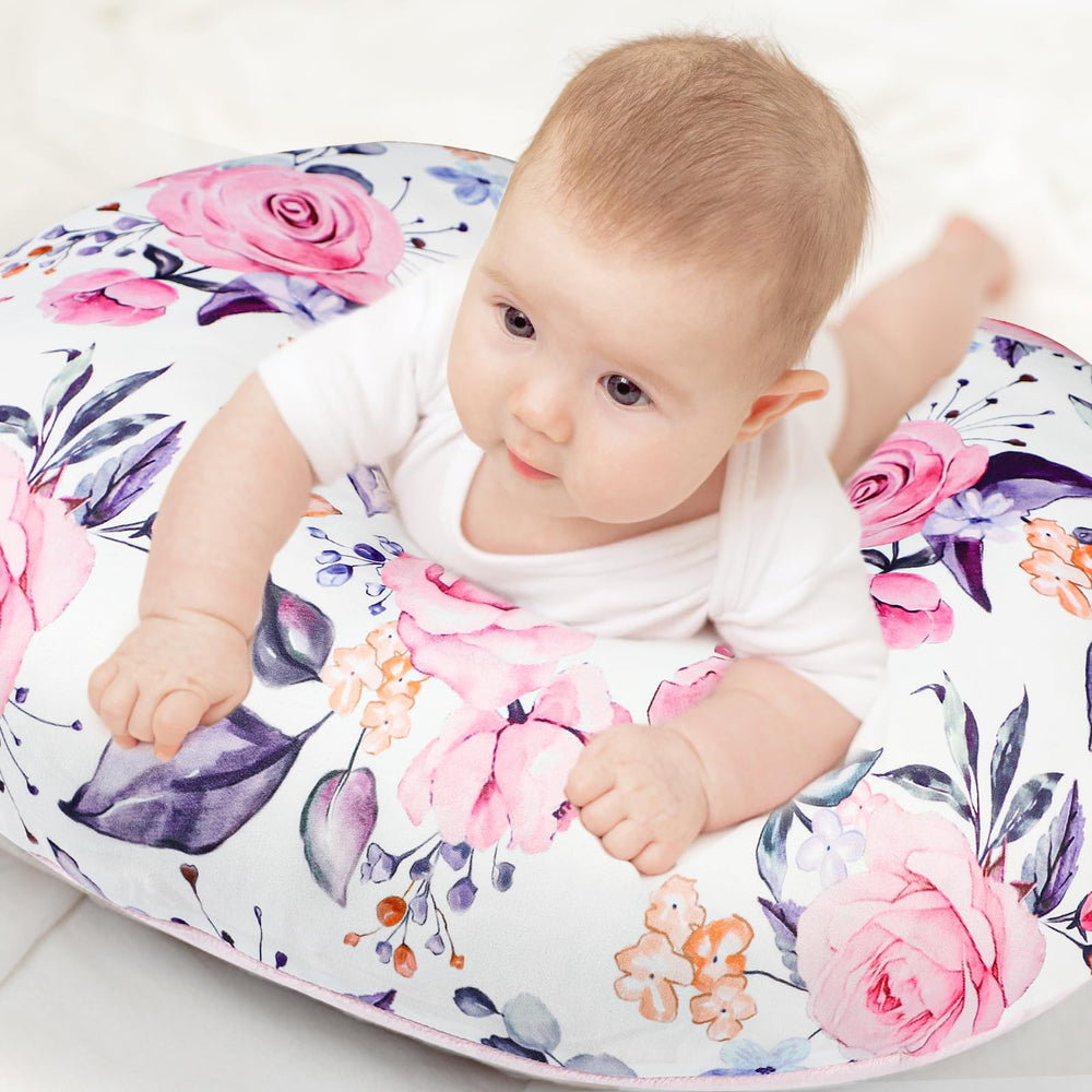 Pea Pod nursing pillow cover machine washable for quick cleanups.