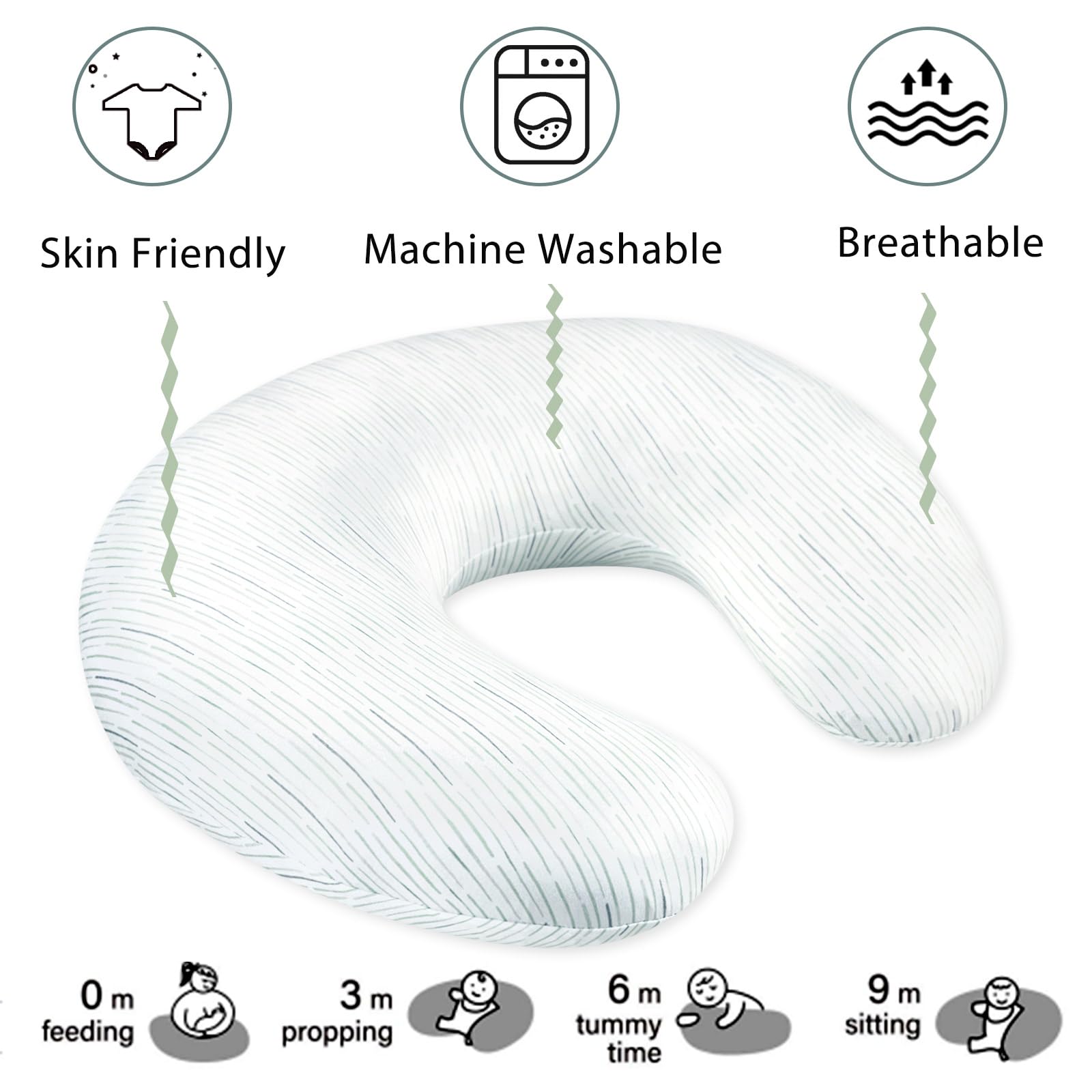 Pea Pod nursing pillow cover organic knit fabric texture demonstrates ultra-soft breathable feel.