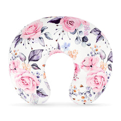Pea Pod nursing pillow cover in pink floral fabric provides gentle, breathable comfort.
