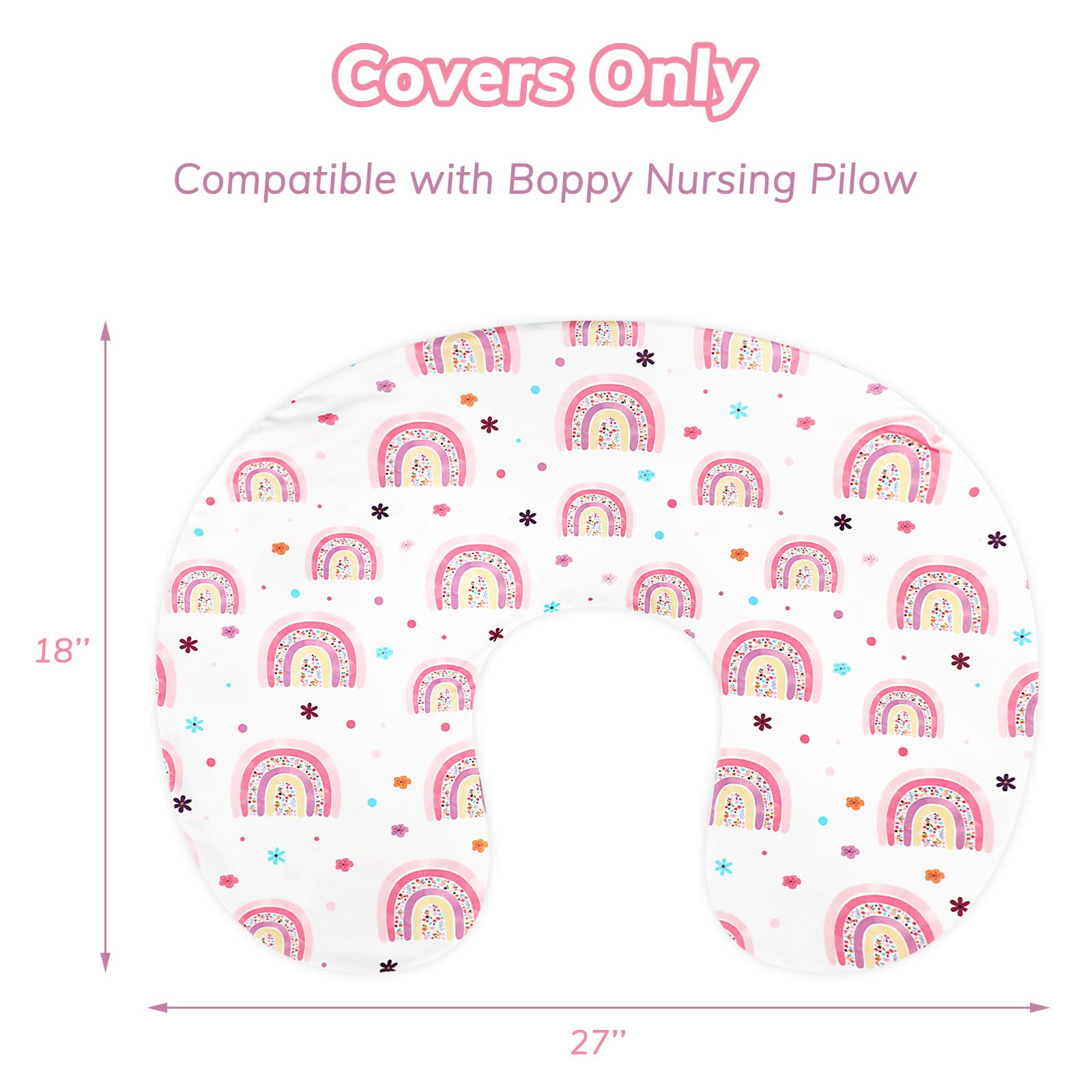 Pea Pod nursing pillow cover rainbow boppy-fit keeps pillow securely comfortable.