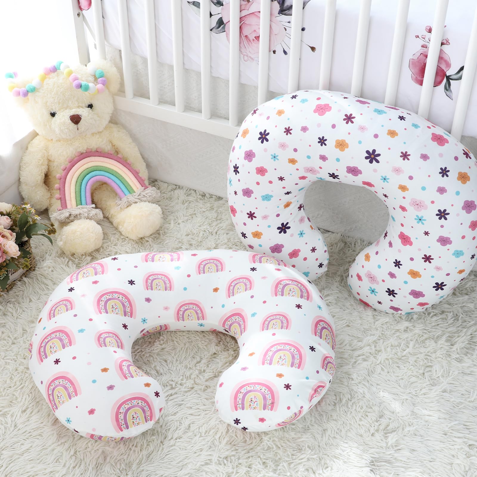 Pea Pod nursing pillow cover rainbow easy-clean for busy families.