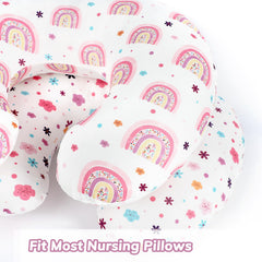 Pea Pod nursing pillow cover rainbow hidden-zipper makes removal quick.