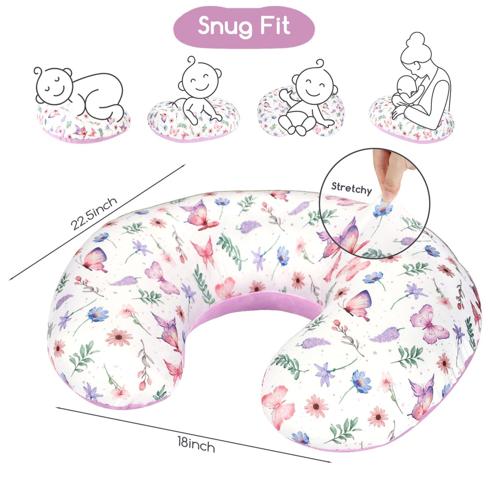 Pea Pod nursing pillow cover removable slipcover simplifies cleanup after feeds.